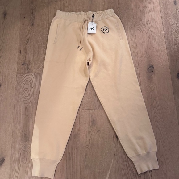 SANDRO Light Butter Yellow Texas Embroidered joggers Women's  SIZE 42  NWT - Picture 2 of 12
